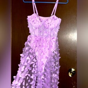 Purple Butterfly Dress with Leg Slit Only worn Once
